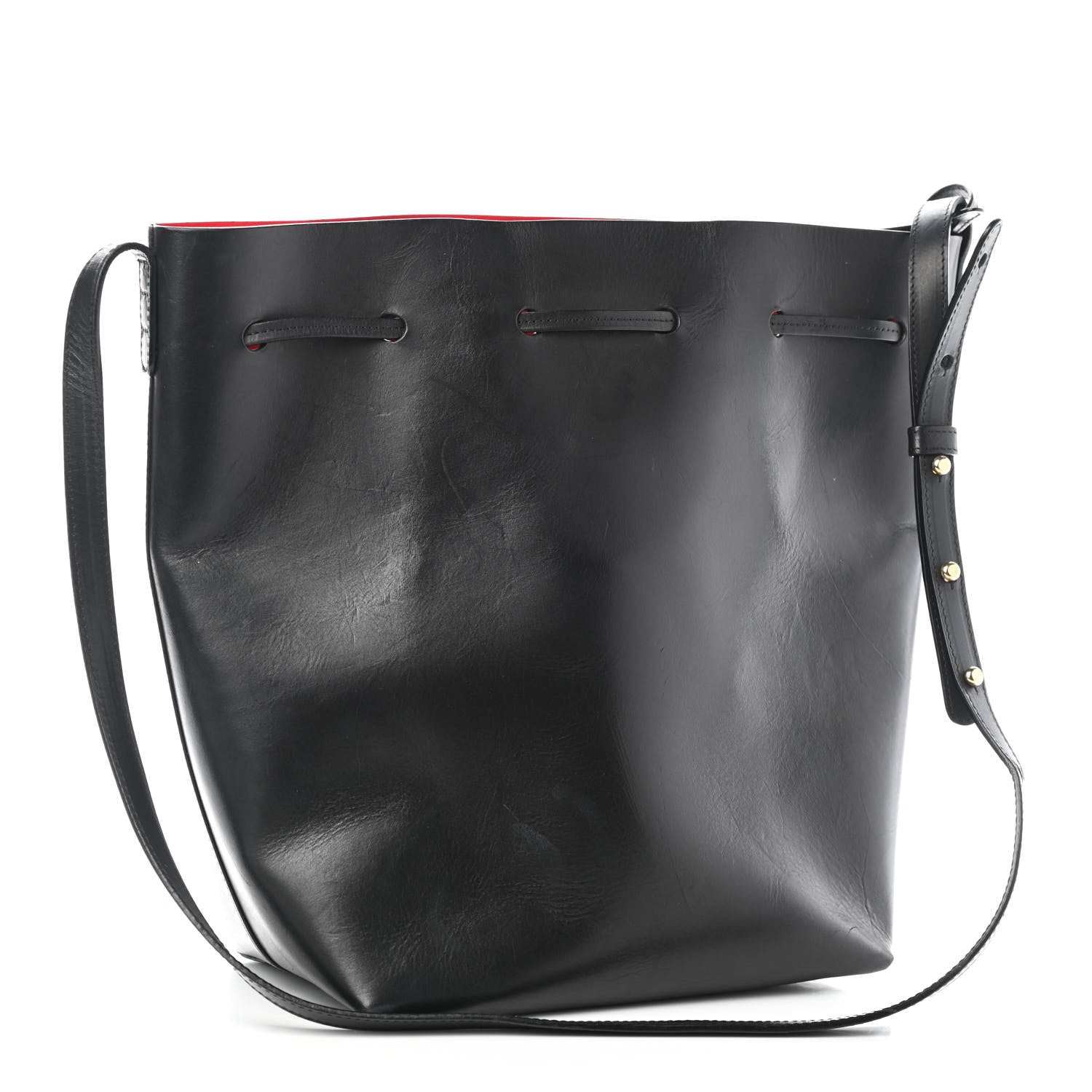 Mansur Gavriel Vegetable Tanned Calfskin Bucket Bag Black Flamma 2 of 4