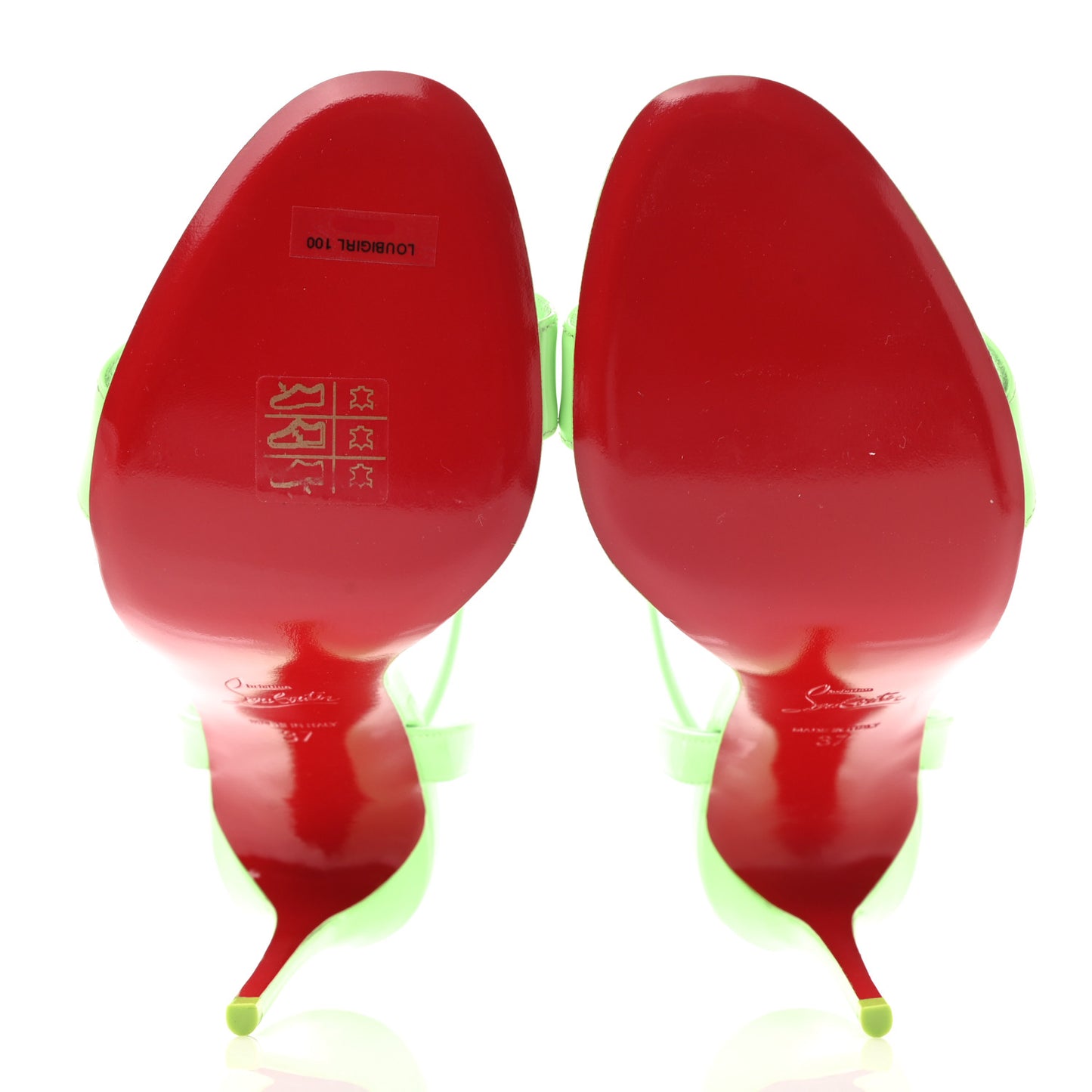Patent Loubigirl 100 Sandals 37 Neon Green