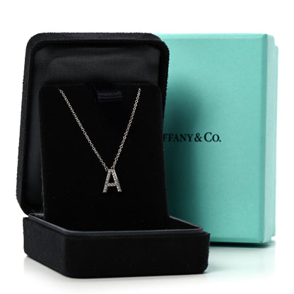 Tiffany Platinum Diamond Letters A Pendant Necklace 6 of 6