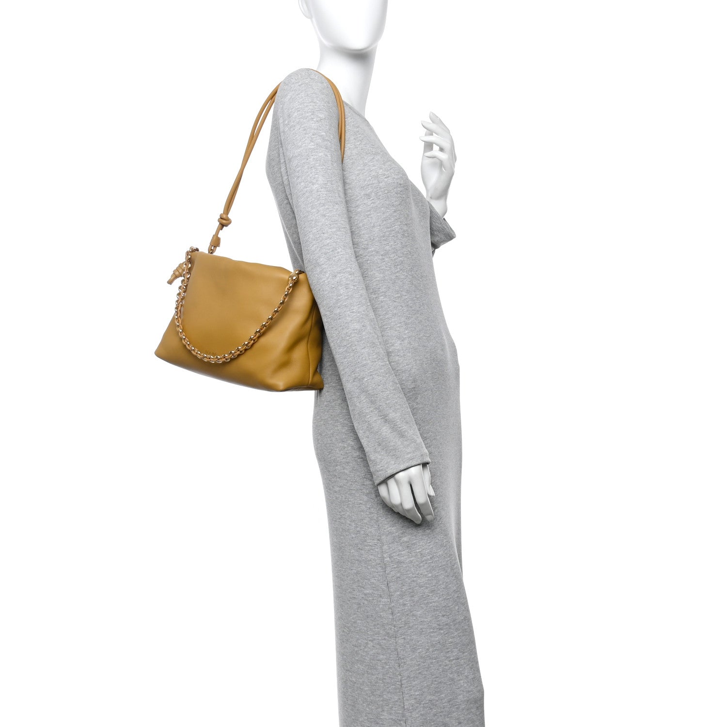 Loewe Mellow Nappa Donut Medium Chain Flamenco Knot Clutch Sahara 2 of 9