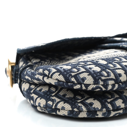 Christian Dior Oblique Embroidered Saddle Bag Blue 5 of 8