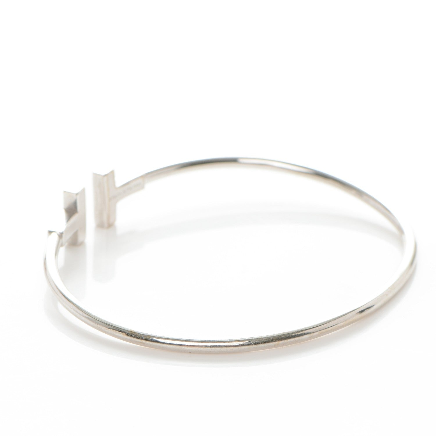 Tiffany 18K White Gold Diamond T Wire Bracelet 3 of 4