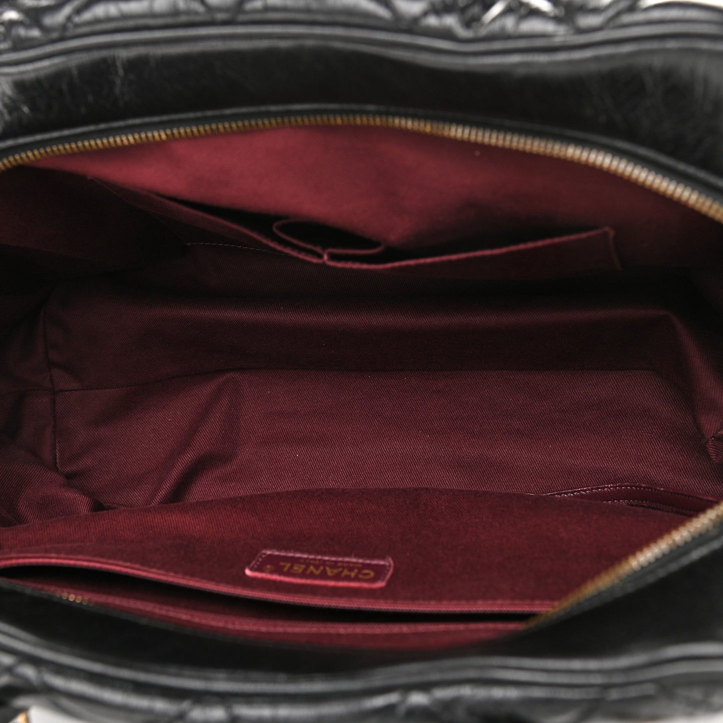 Glazed Calfskin Castle Rock Bowling Bag Black