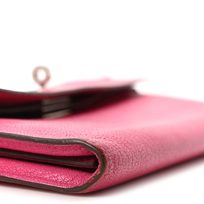 Hermes Chevre Mysore Kelly Longue Wallet Rose Shocking 9 of 10