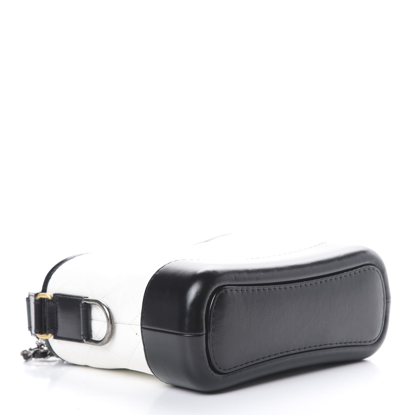 Aged Calfskin Quilted Small Gabrielle Hobo Black White