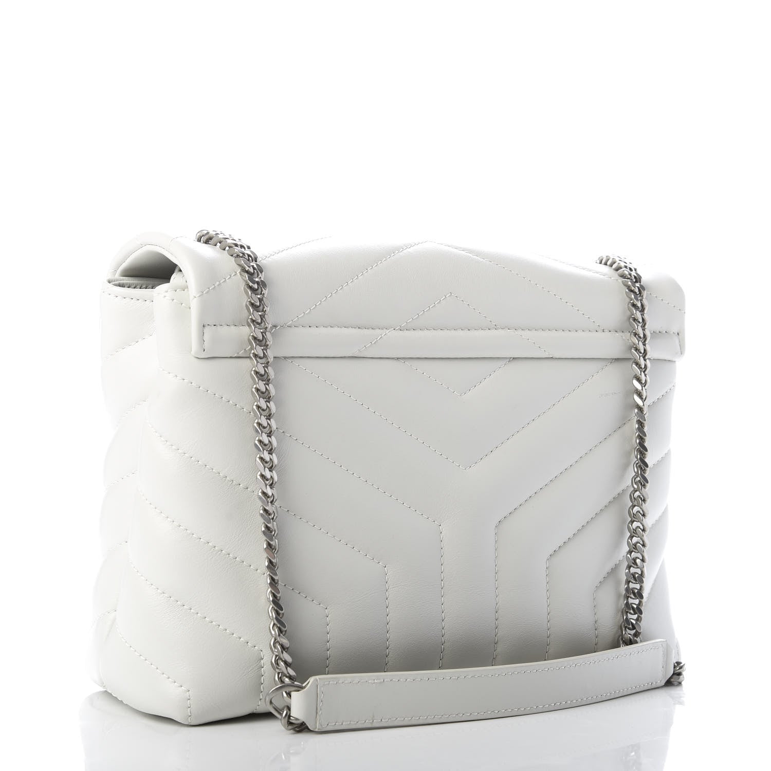 Saint Laurent Calfskin Y Quilted Monogram Small Loulou Chain Satchel Granite 3 of 9