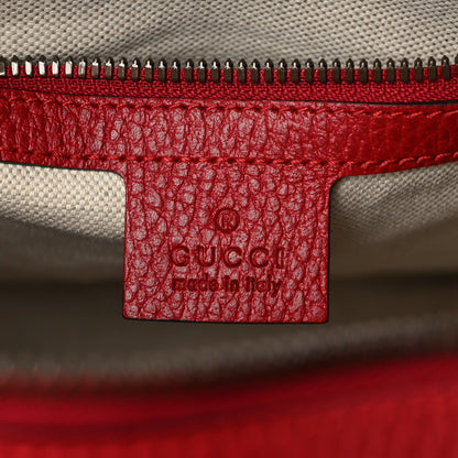 Gucci Grained Calfskin Logo Messenger Bag Hibiscus Red 6 of 9