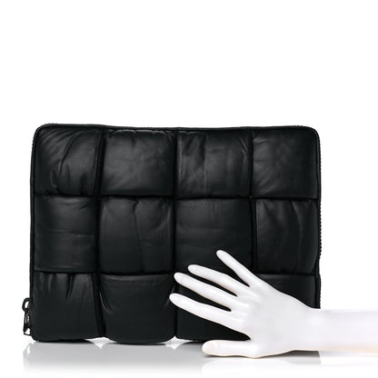 Bottega Veneta Calfskin Maxi Intrecciato Puffy Laptop Pouch Black 2 of 9