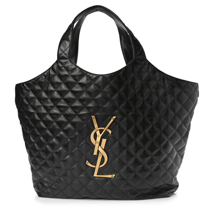Saint Laurent Lambskin Quilted Maxi Icare Shopping Tote Black 1 of 8