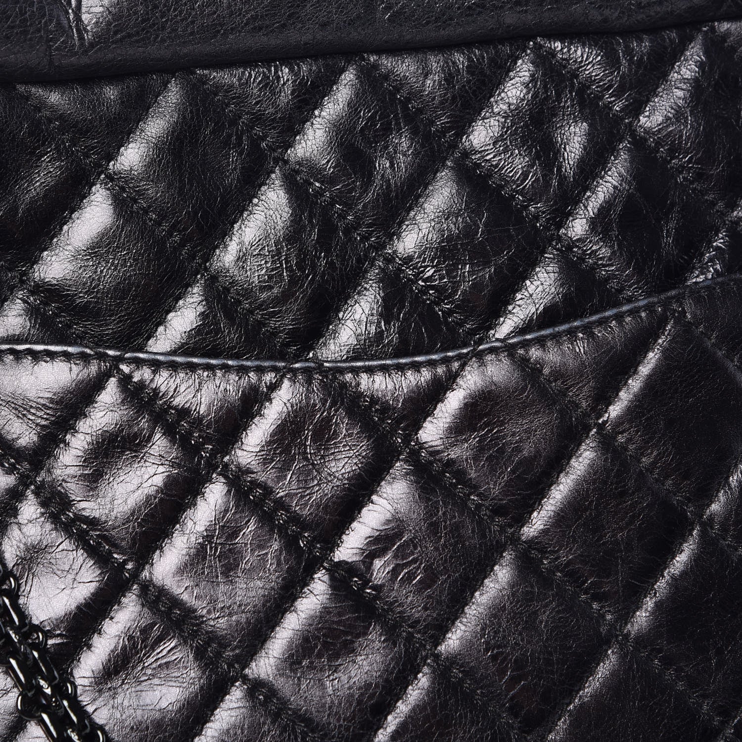 Chanel Metallic Aged Calfskin Quilted Medium Reissue Camera Case Black 9 of 15