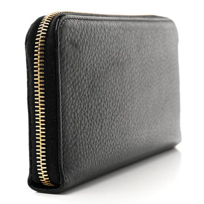 Prada Daino Bi-Color Zip Around Wallet Black Fuoco 3 of 14