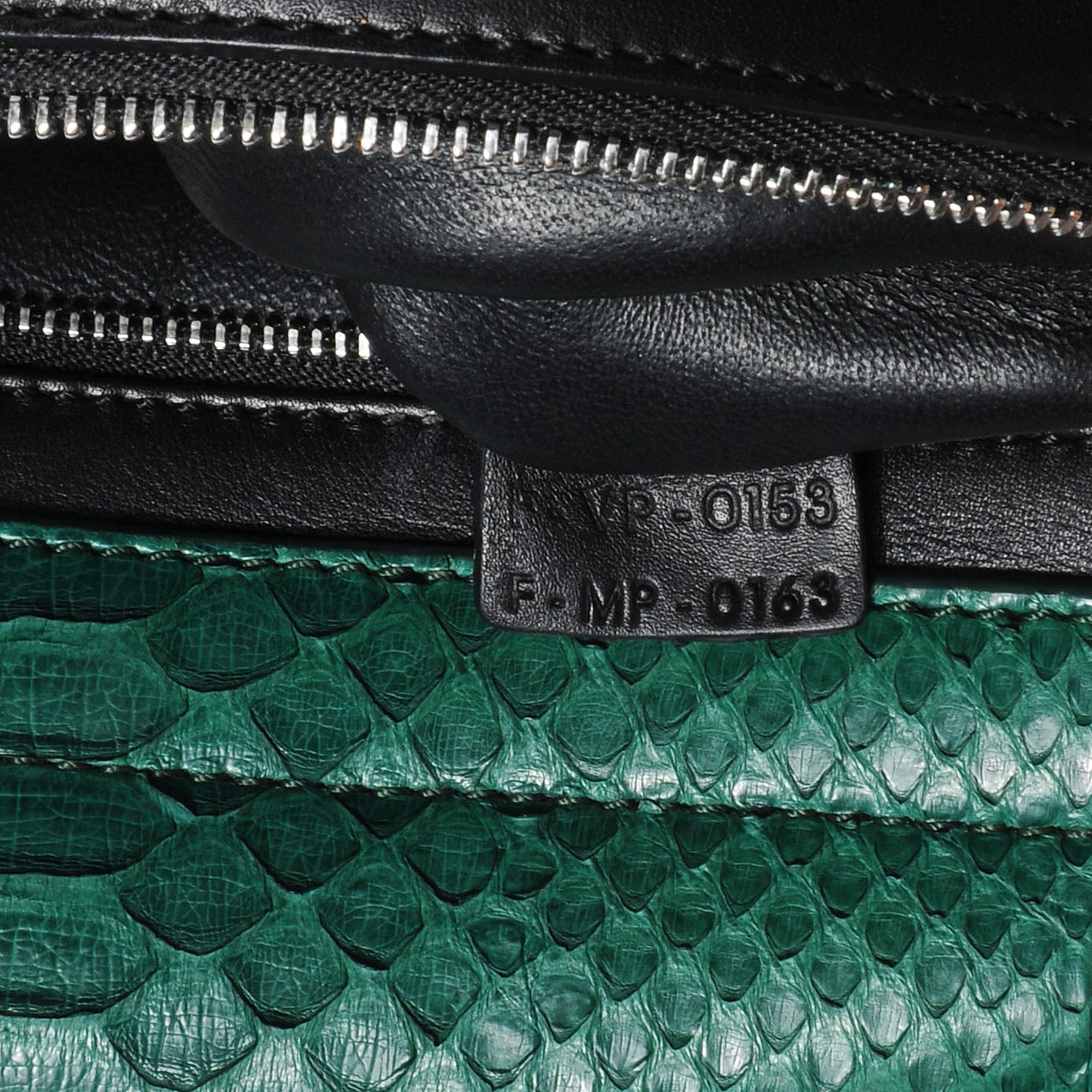 Python and Calfskin Small Trapeze Emerald Natural