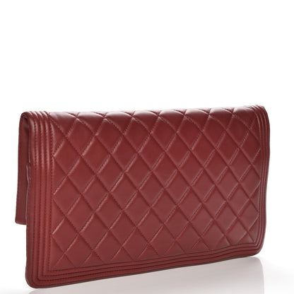 Chanel Lambskin Quilted Beauty CC Boy Clutch Red 3 of 9