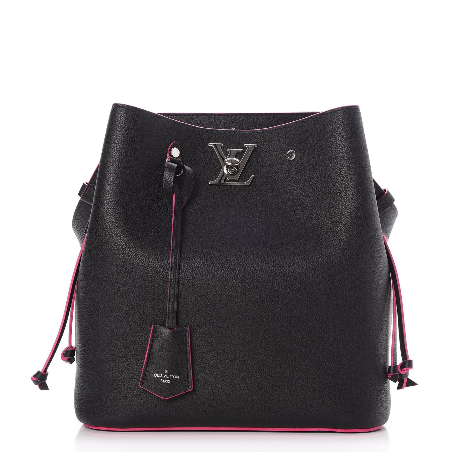 Calfskin Lockme Bucket Black