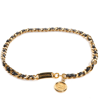 Chanel Leather Gold Chain Link Medallion Belt Black 1 of 13
