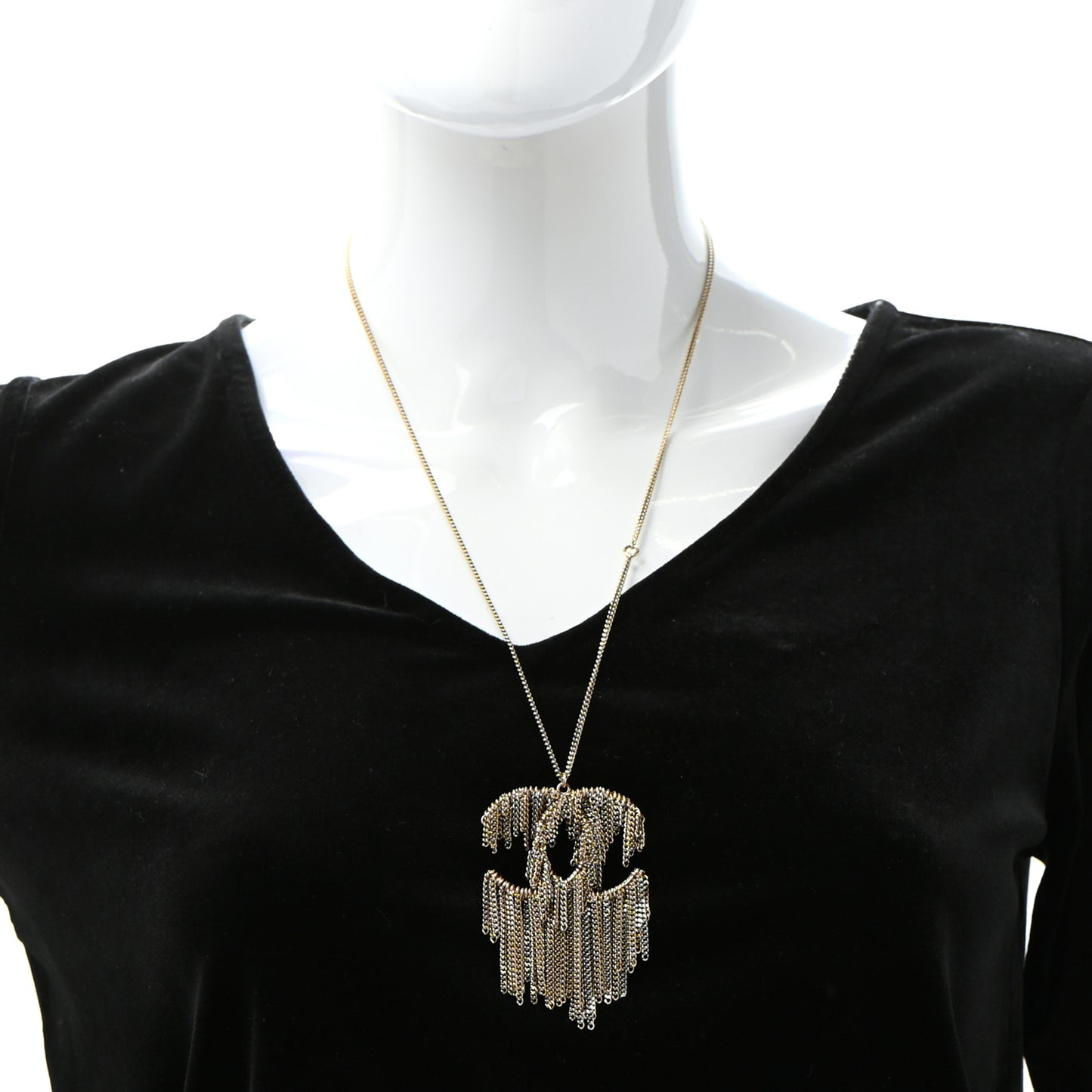 Chain Fringe CC Necklace Gold