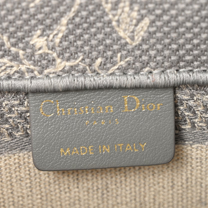 Christian Dior Canvas Embroidered Toile De Jouy Reverse Mini Book Tote With Strap Grey 6 of 14