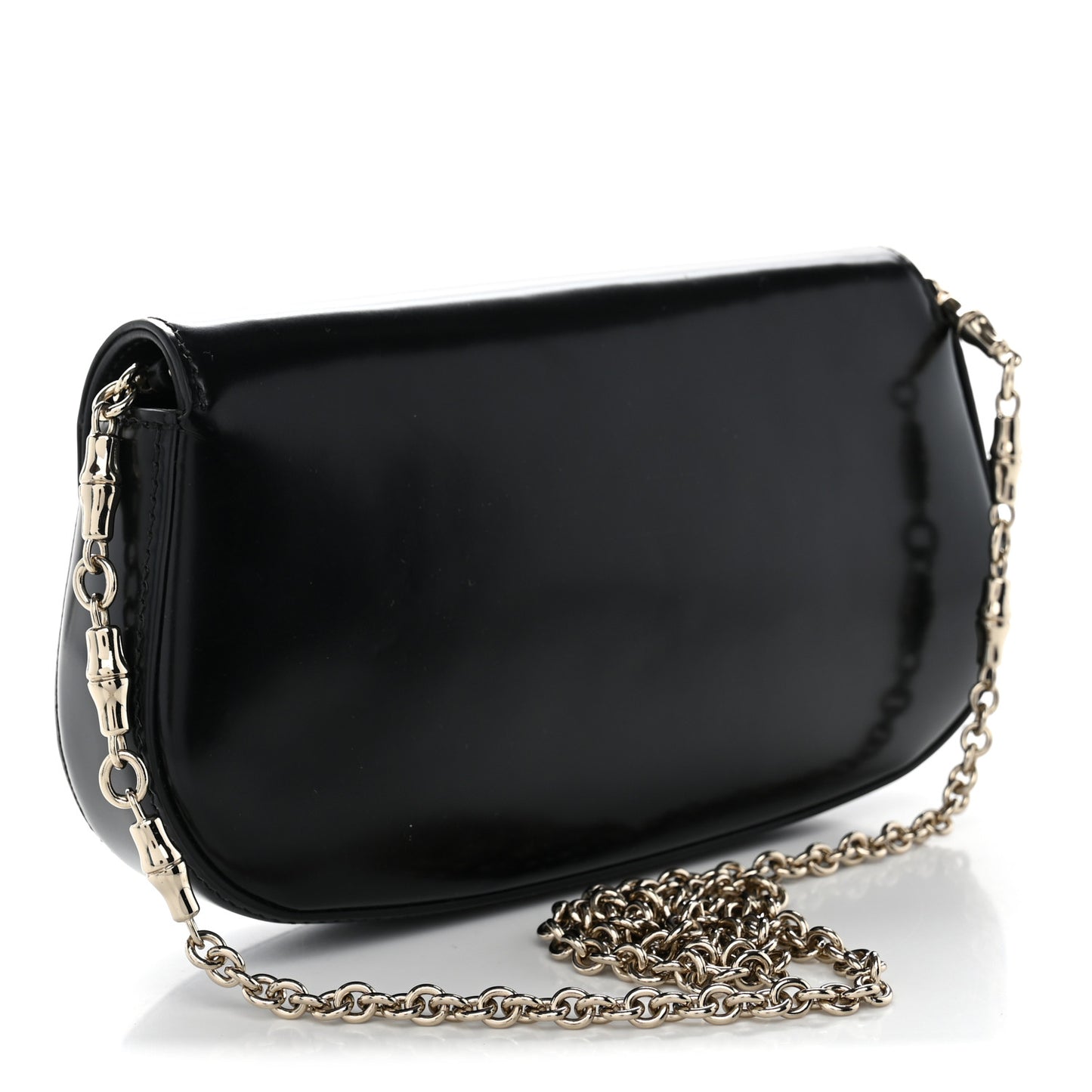 Shiny Calfskin Small Bamboo Night Bag Black