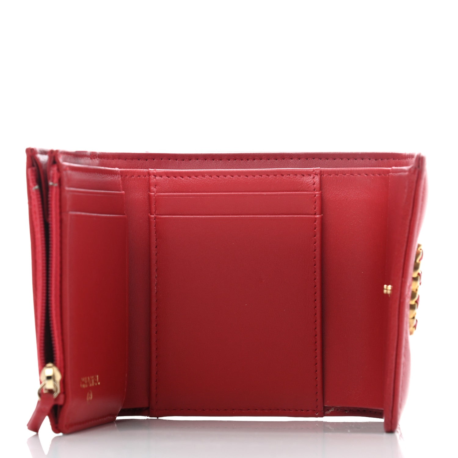 Chanel Goatskin Quilted Chanel 19 Small Flap Wallet Red 5 of 11