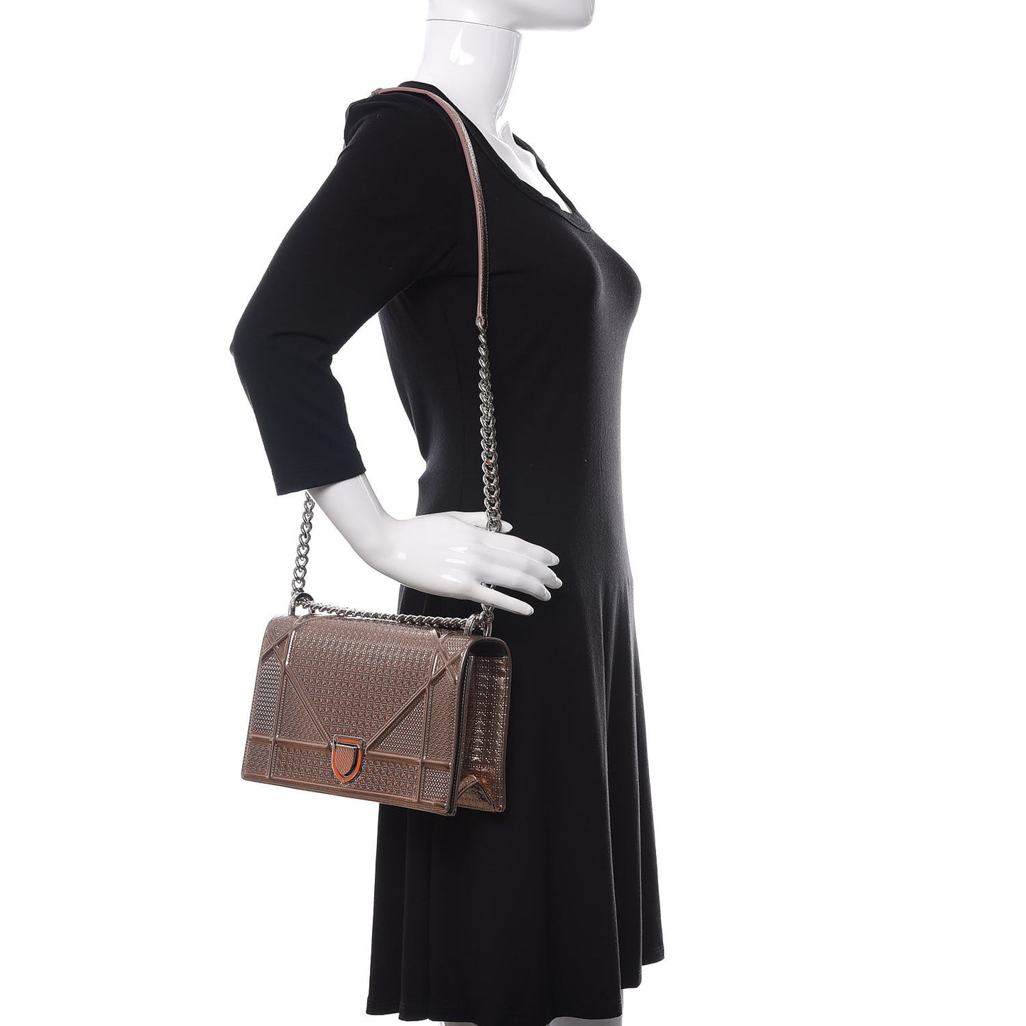 Metallic Patent Micro-Cannage Medium Diorama Flap Bag Pink
