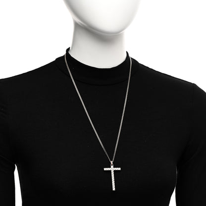 Gucci Sterling Silver Enamel Diamantissima Cross Pendant Necklace 2 of 5