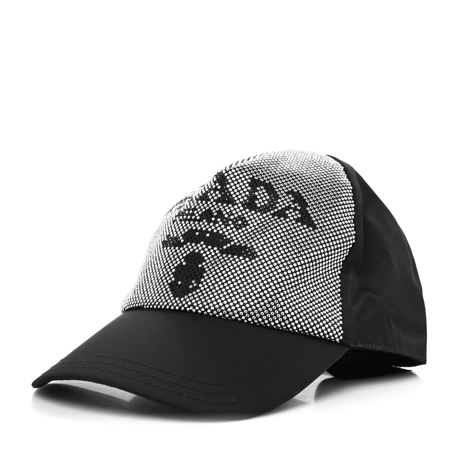 Prada Tessuto Nylon Micro Beaded Logo Mens Baseball Cap M Black Acciaio 1 of 7