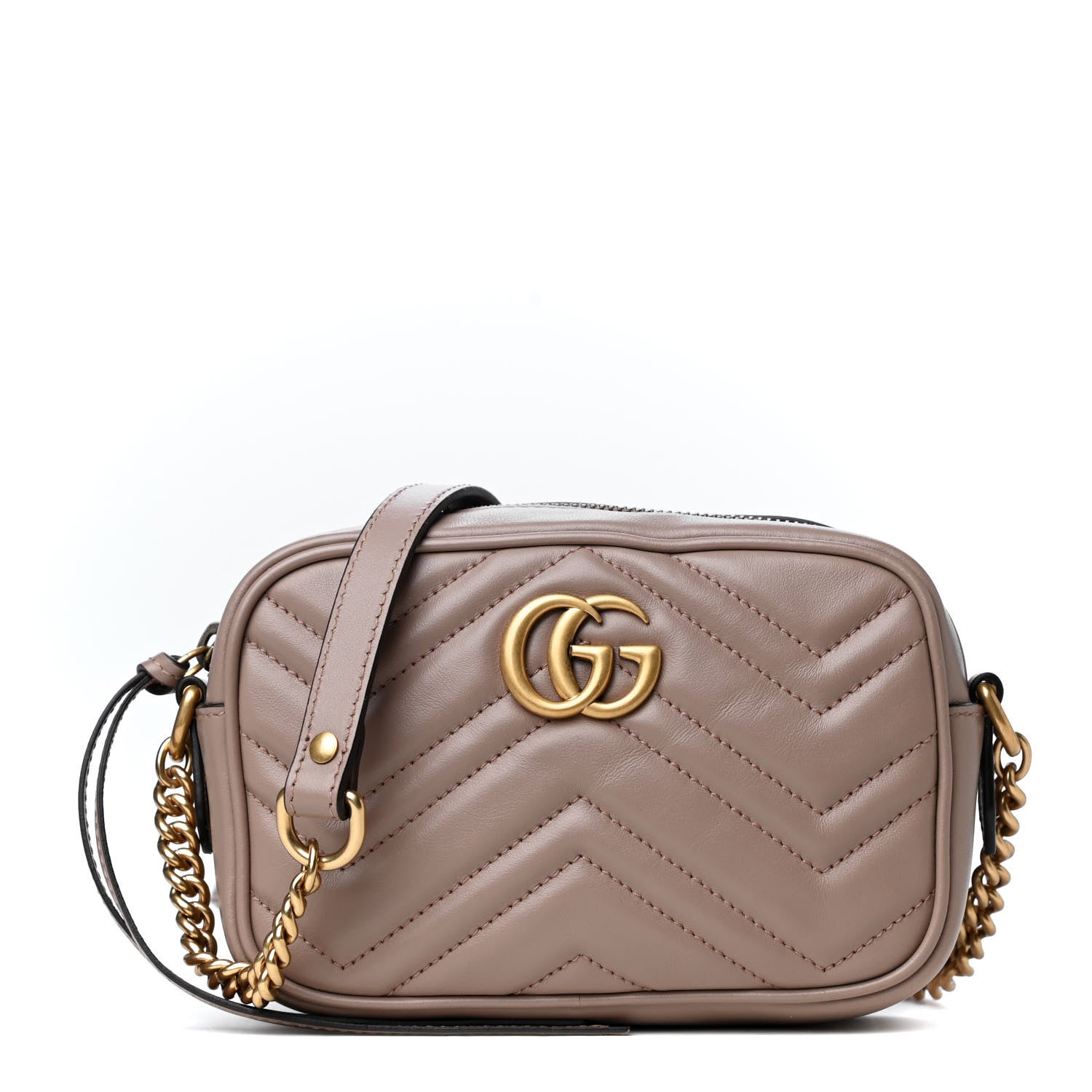 Gucci Calfskin Matelasse Mini GG Marmont Chain Shoulder Bag Porcelain Rose 1 of 4