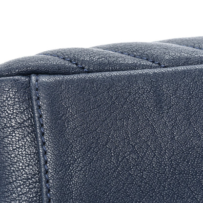 Saint Laurent Sheepskin Matelasse Chevron Monogram Medium College Bag Navy 11 of 13