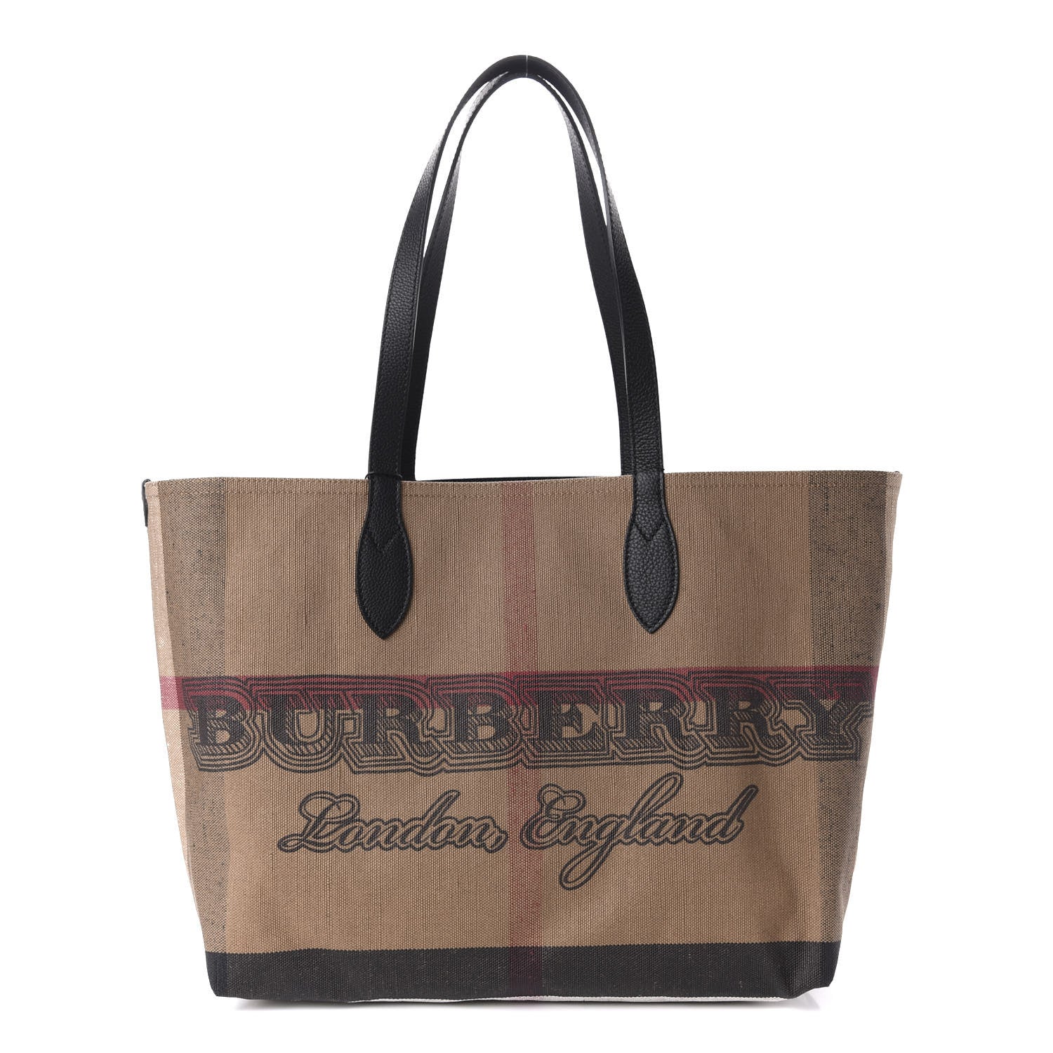 Burberry Coated Canvas Mega Check Medium Doodle Tote Black 1 of 9
