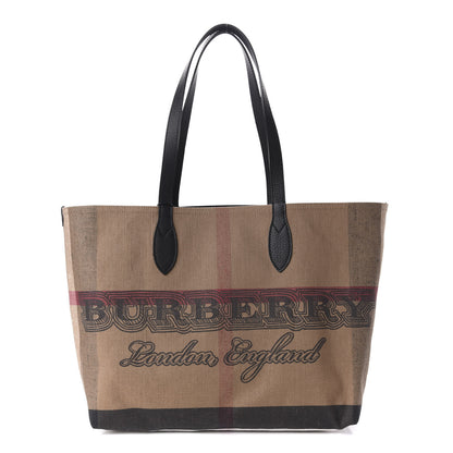 Burberry Coated Canvas Mega Check Medium Doodle Tote Black 1 of 9