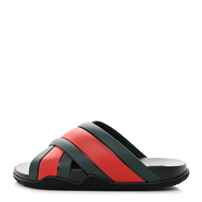 Gucci Rubber Web Womens Criss Cross Slide Sandals 37 Green Red 1 of 9