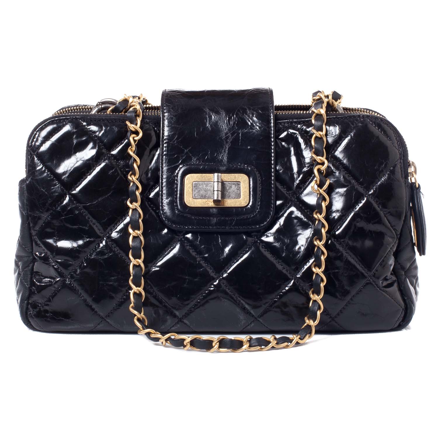 Chanel Glazed Calfskin Mademoiselle Zip Shopping Tote Black 1 of 20