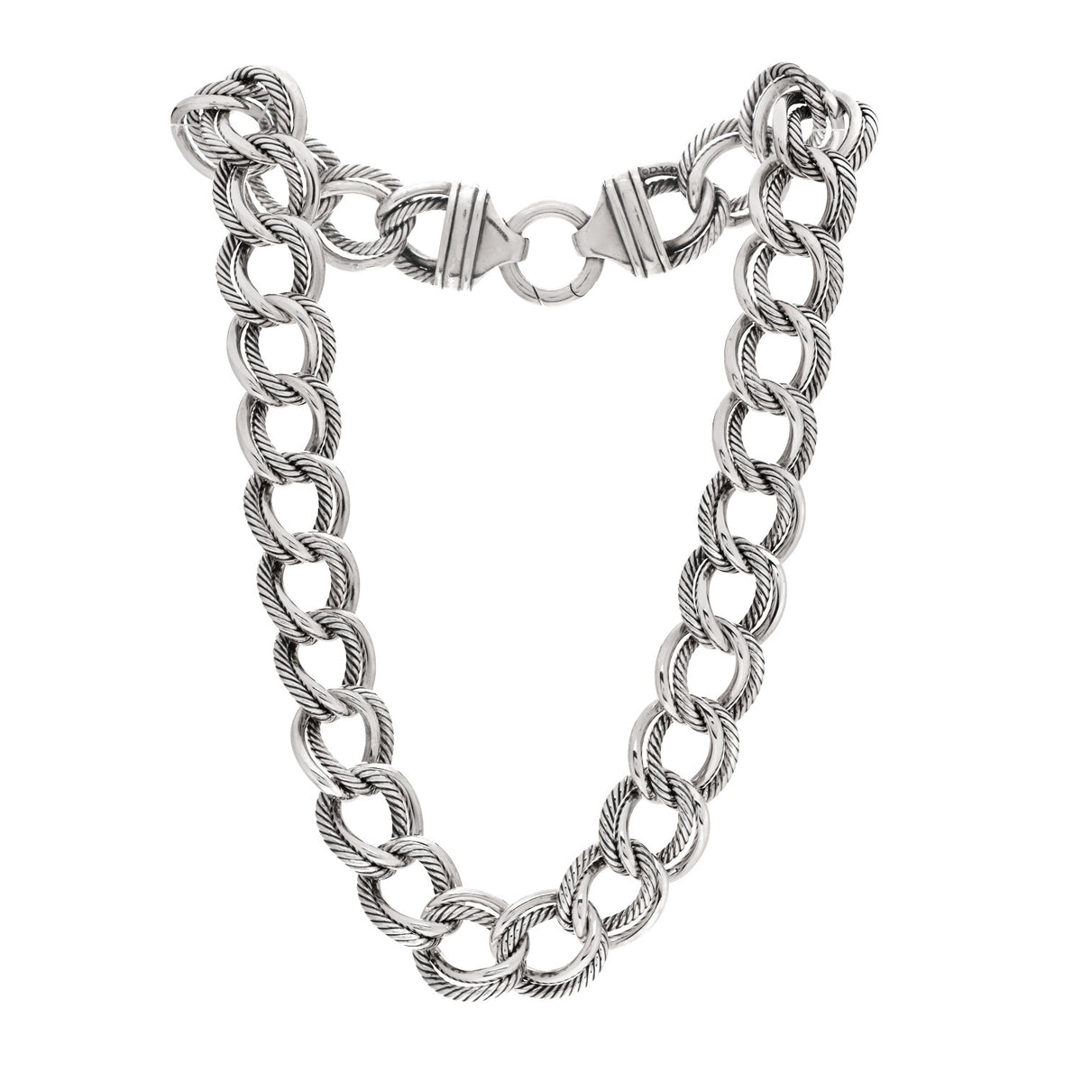 David Yurman Sterling Silver Double Curb Link Necklace 3 of 5