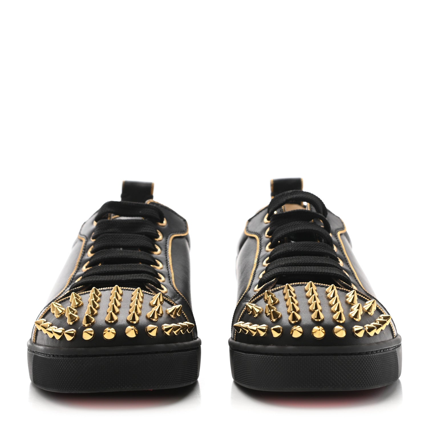 Christian Louboutin Nappa Spikes Womens Vieira Flat Sneakers 36 Black Gold 2 of 9