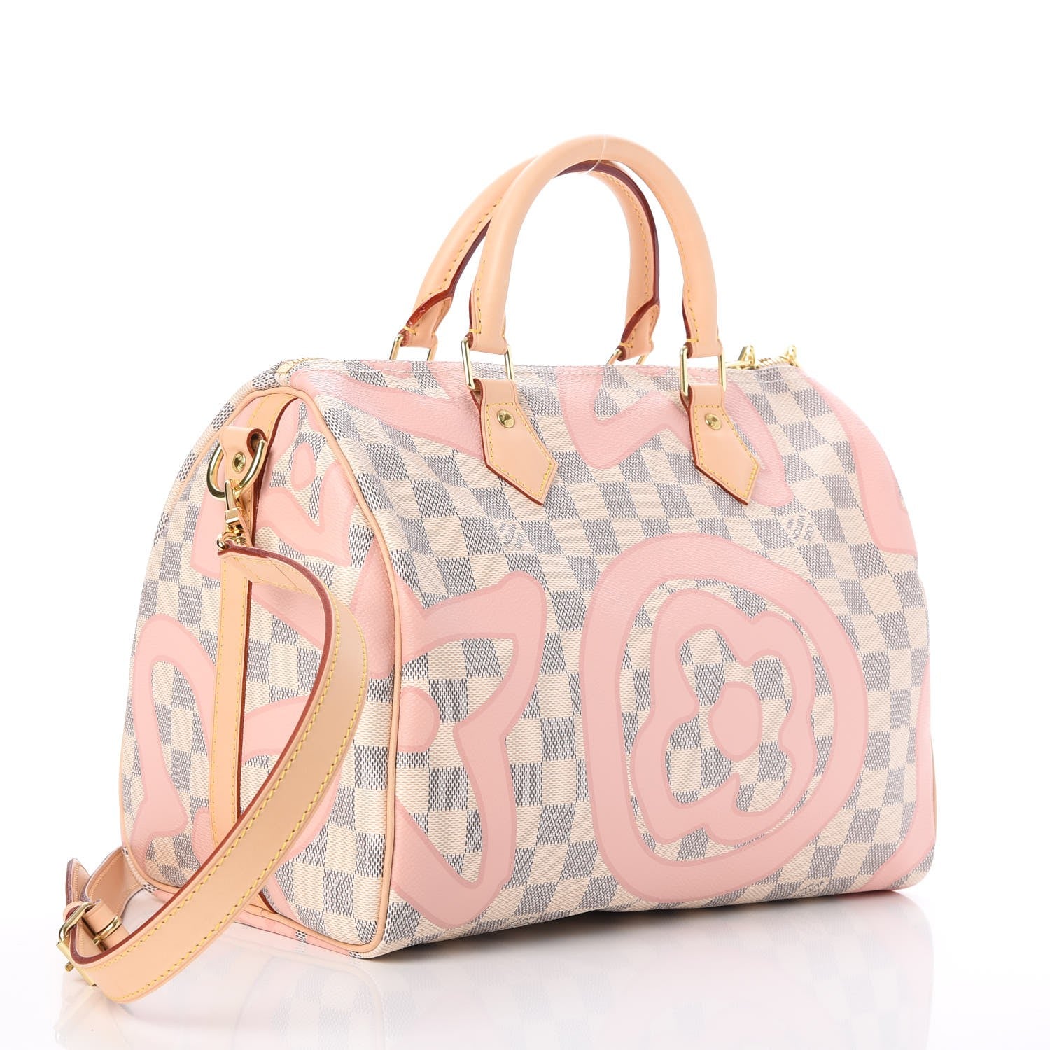 Louis Vuitton Damier Azur Tahitienne Speedy Bandouliere 30 Rose Ballerine 3 of 9