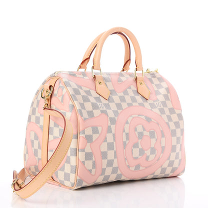 Louis Vuitton Damier Azur Tahitienne Speedy Bandouliere 30 Rose Ballerine 3 of 9