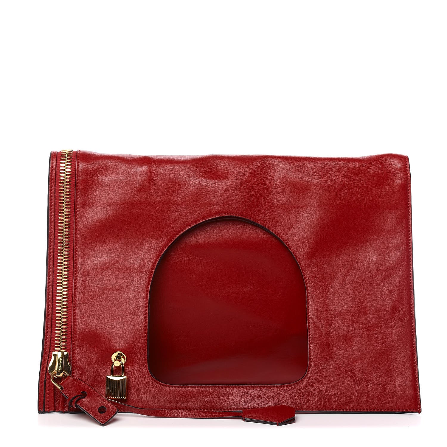 Tom Ford Ramskin Large Alix Padlock Zip Shoulder Bag Flame Red 1 of 17