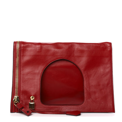 Tom Ford Ramskin Large Alix Padlock Zip Shoulder Bag Flame Red 1 of 17
