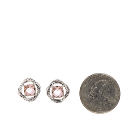 David Yurman Sterling Silver Morganite 7mm Infinity Earrings 2 of 5