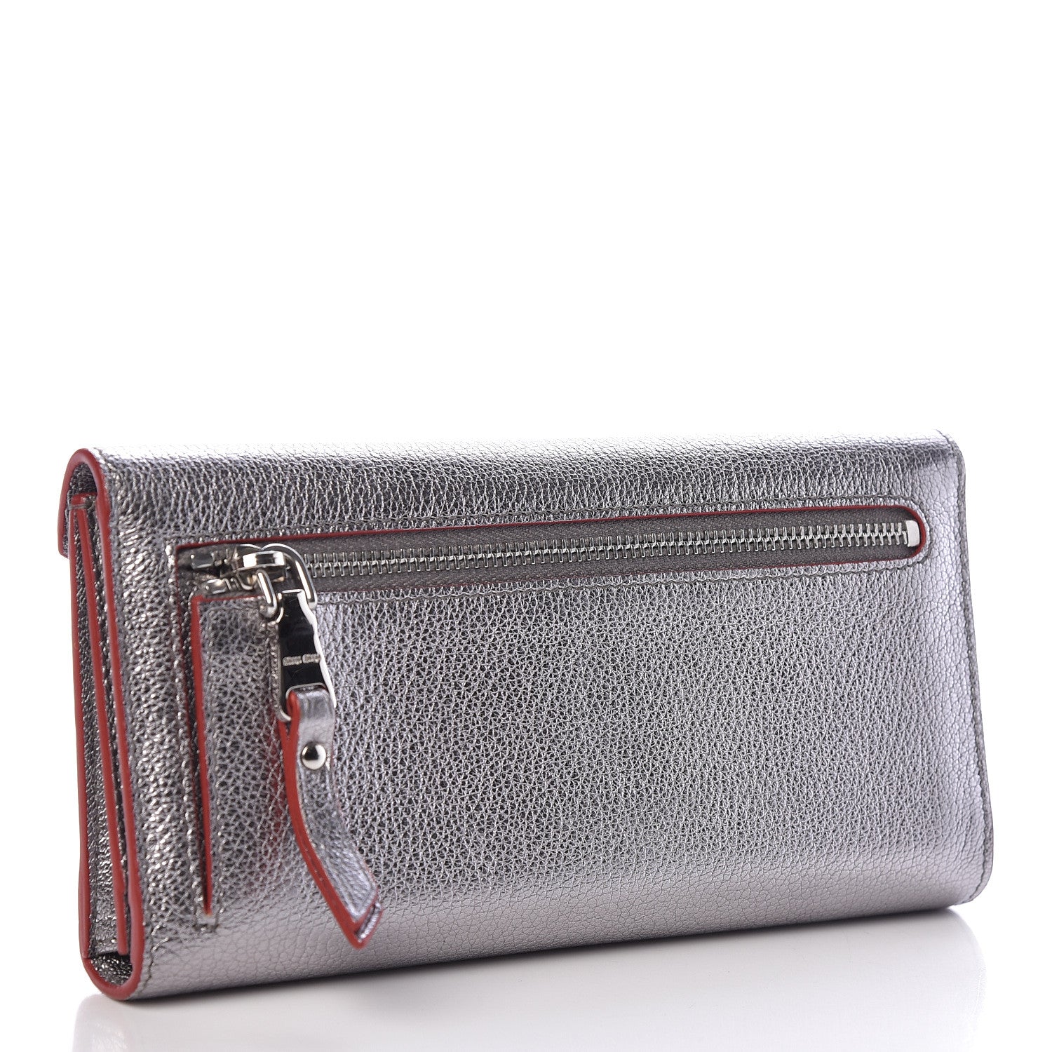Miu Miu Goatskin Madras Love Envelope Wallet Cromo 3 of 8