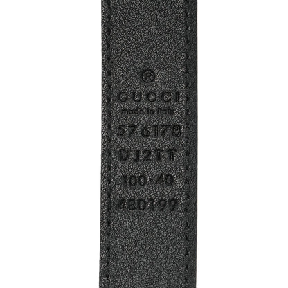 Gucci Textured Dollar Calfskin Bees And Stars Print Womens 20mm Belt 100 40 Black Gold 3 of 4