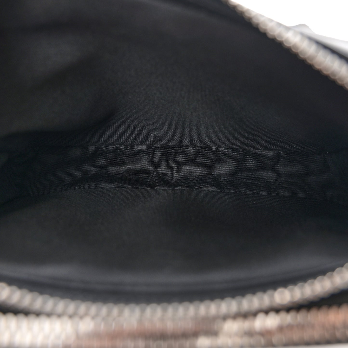 Grained Calfskin CD Icon Zipped Pouch With Strap Black
