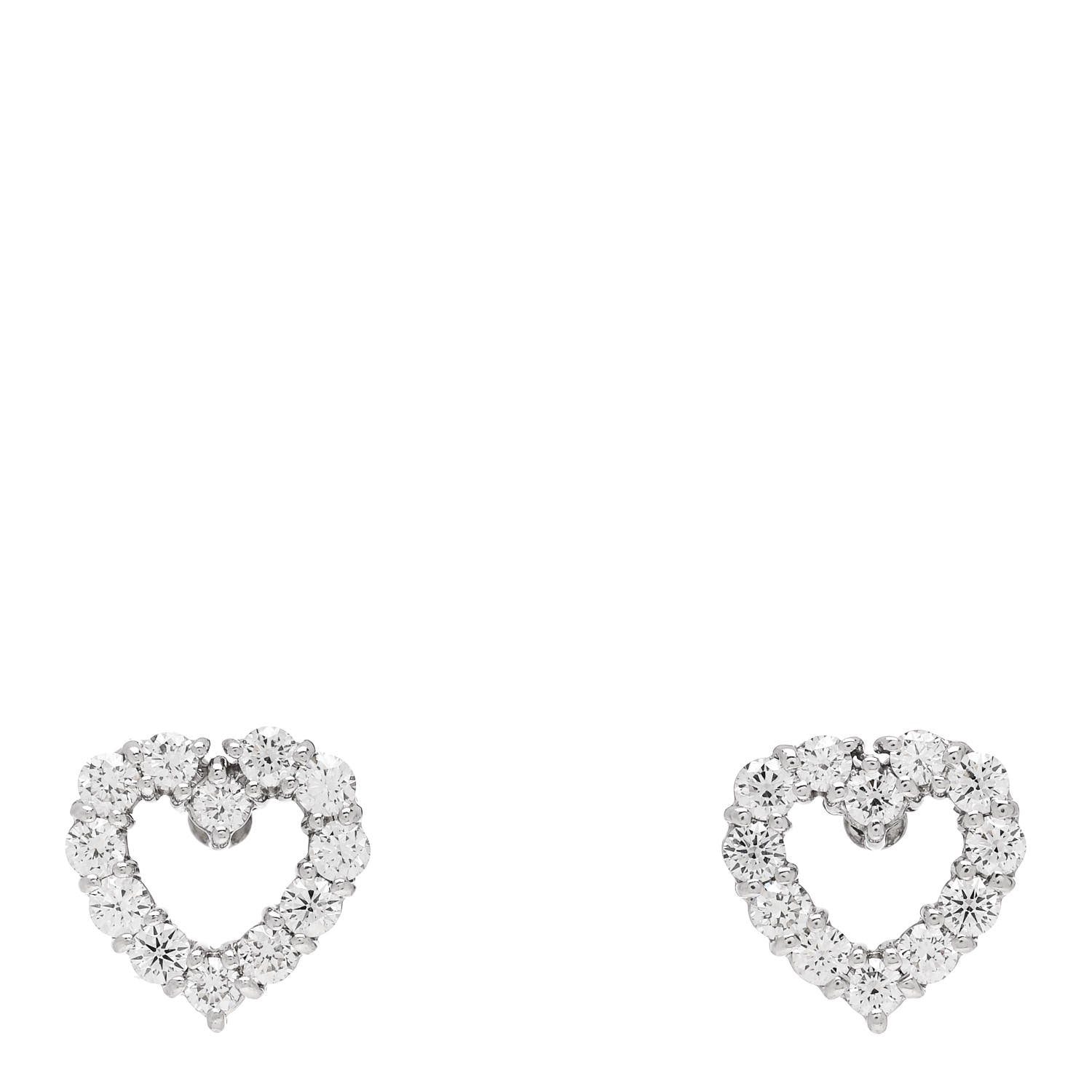 Tiffany Platinum Diamond Heart Earrings 1 of 5
