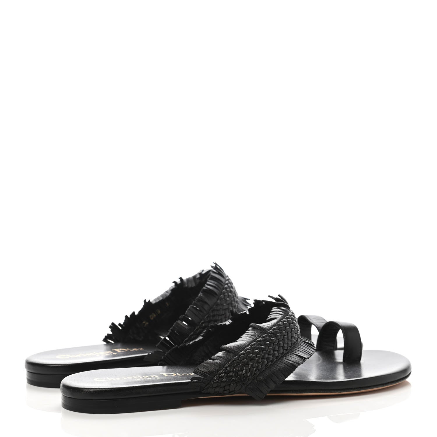 Christian Dior Lambskin Braided Wave Sandal 37 Black 3 of 4