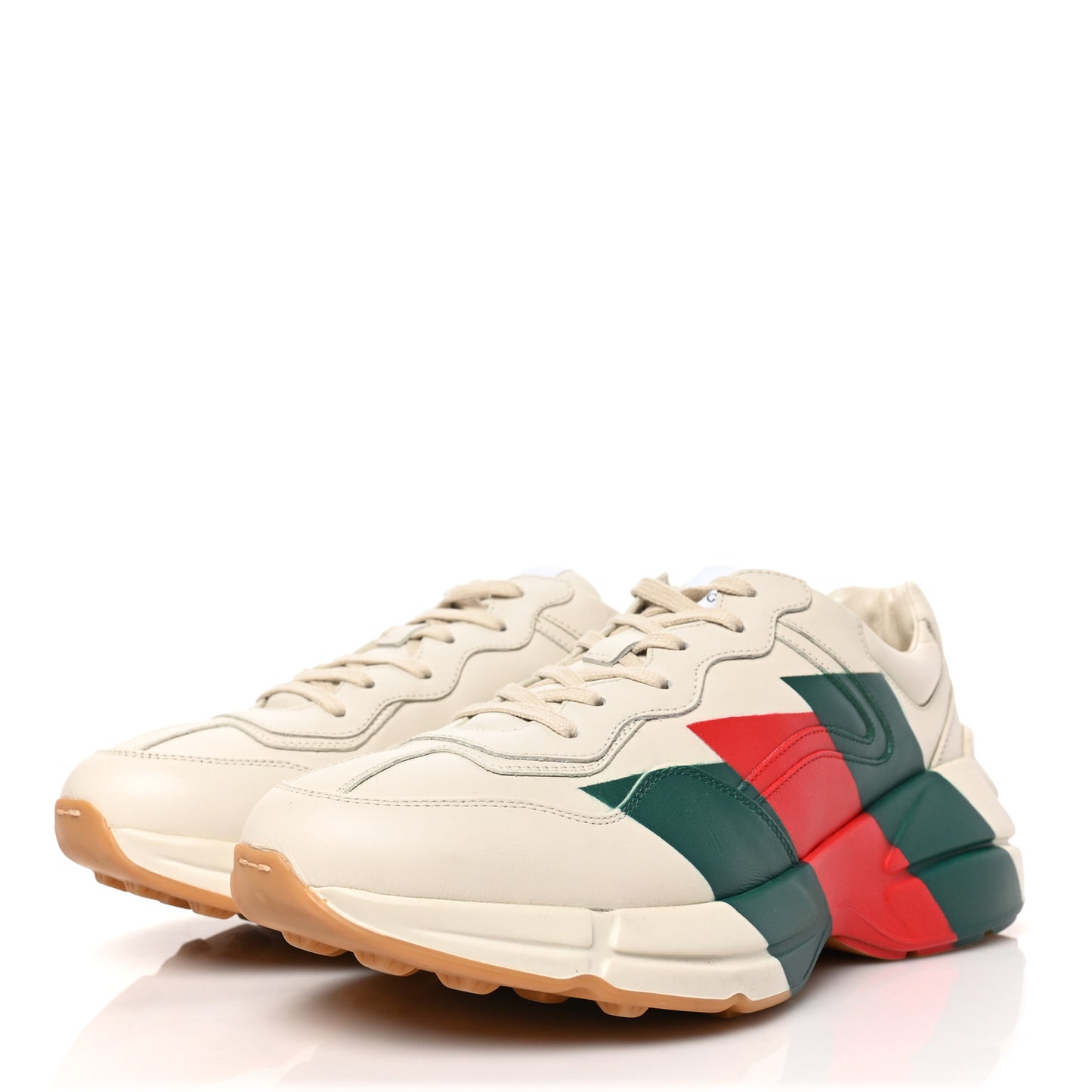 Calfskin Web Printed Mens Rhyton Sneakers 8 Mystic White