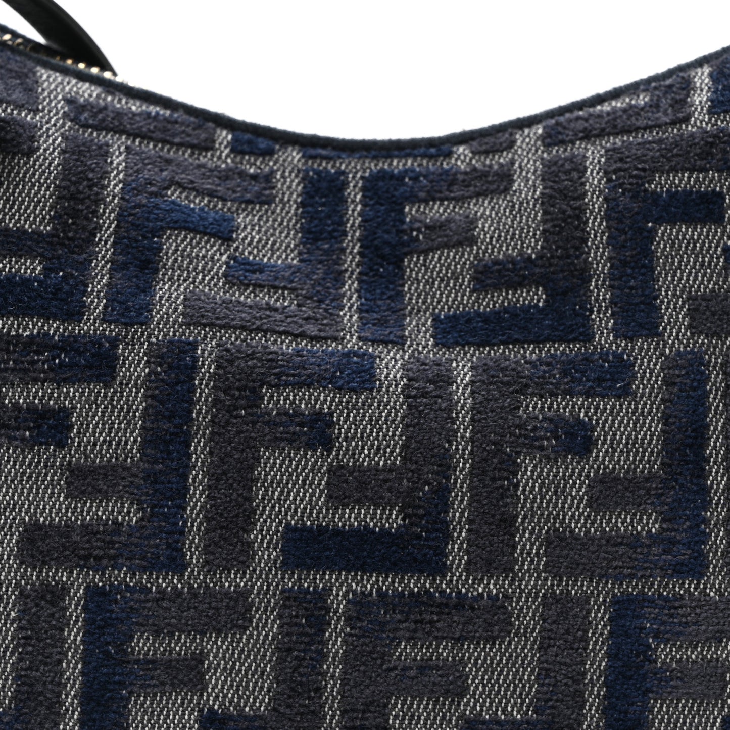 Chenille Vitello Grace FF 1974 Mini Fendigraphy Hobo Bag Blue