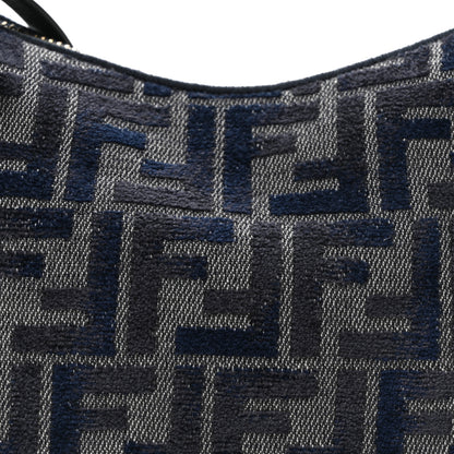 Fendi Chenille Vitello Grace FF 1974 Mini Fendigraphy Hobo Bag Blue 8 of 10