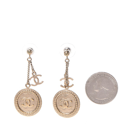 Chanel Medallion Clover CC Drop Earrings Light Gold 2 of 5