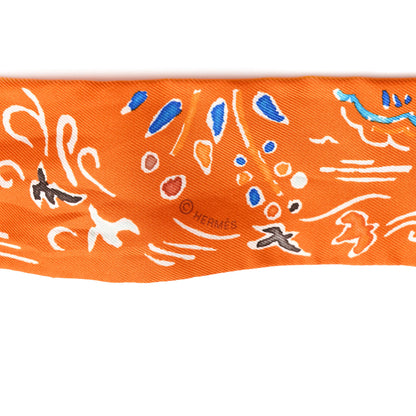 Hermes Silk Isola Di Primavera Twilly Potiron Bleu Tabac 3 of 4