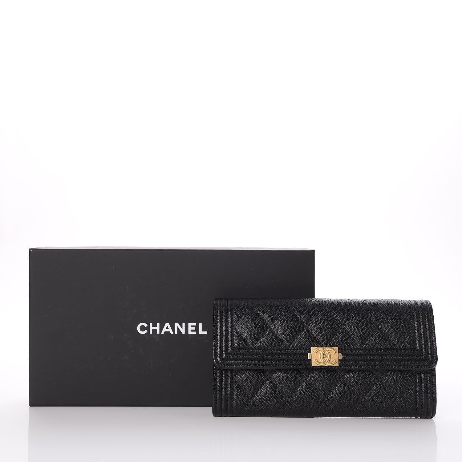 Chanel Caviar Quilted Large Boy Gusset Flap Wallet Black 9 of 9